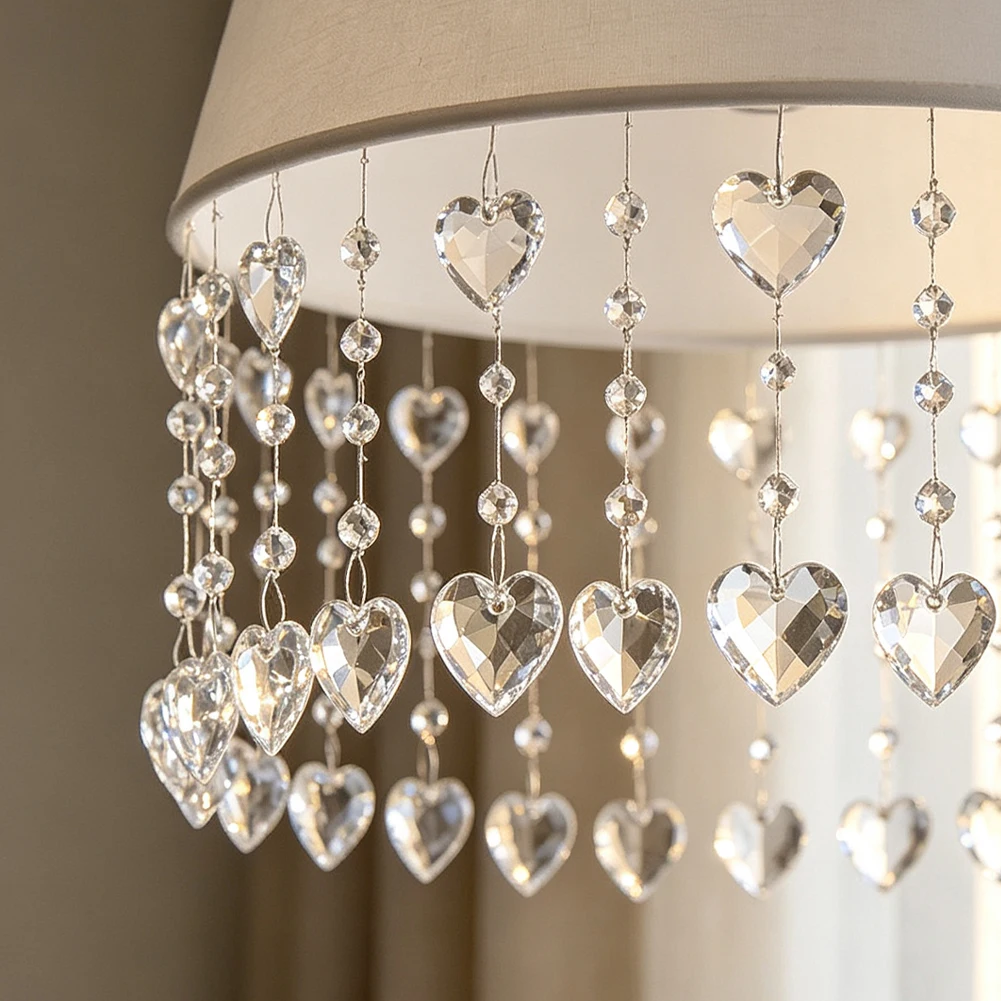 Heart Shape Faceted Clear Crystal Suncatcher Hanging Ornament Rainbow Light Refraction for Window Curtain Wedding Party Decor
