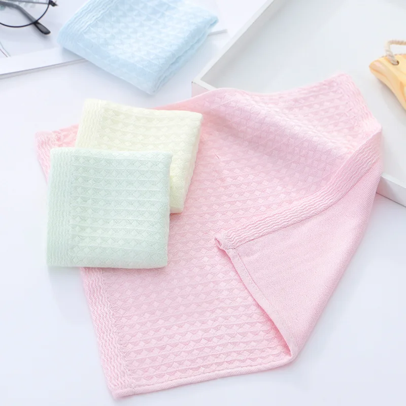 Bamboo Fiber Small Towel for Infants and Toddlers — Honeycomb Drool Towel / Waffle-Weave Face Towel