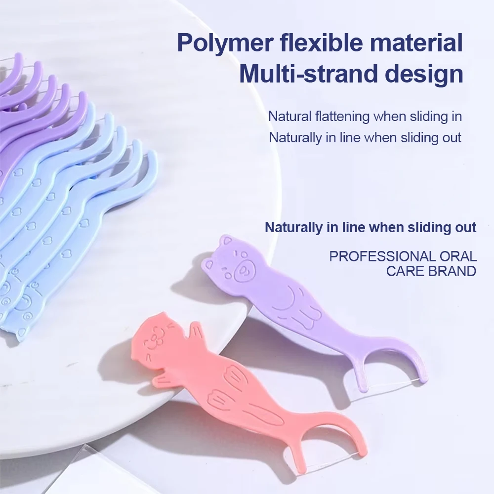 40pcs/pack Dental Cartoon Animal Shaped Dental Floss Sticks Children Oral Cavity Teeth Gap Cleaning Dental Floss Dental Supplie