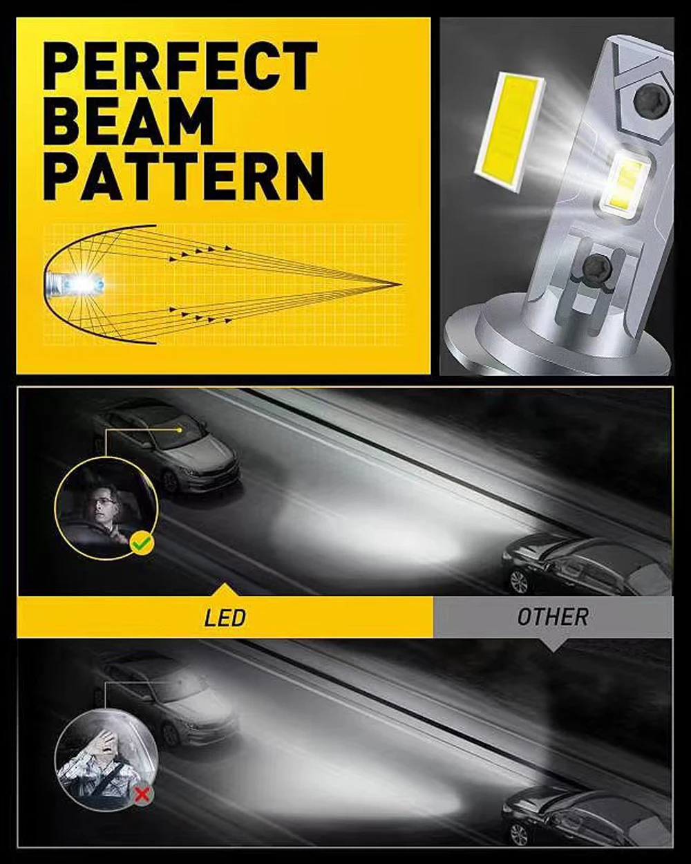 2Pcs LED Headlight Bulb Mini H7 Wireless 80W 20000LM 6500K CSP For Car Headlamp Auto Diode Lamps H7 Turbo Led 12V Automobile