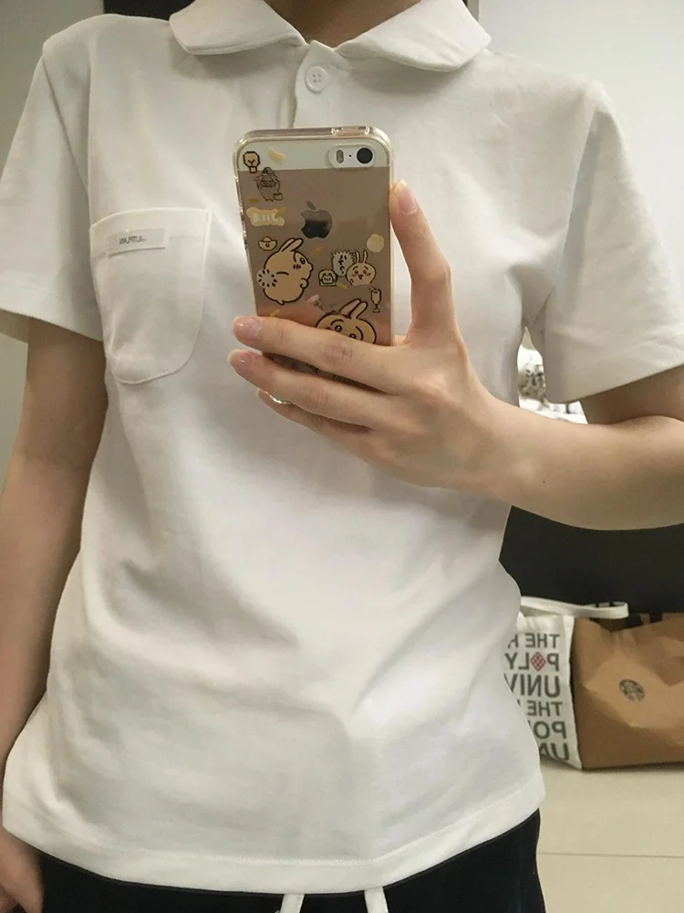 Coreano Sle Bianco Slim Fit ort Sve irt Donna Estate Nuovo Colletto SleFlip ort Top Traspirante Umidità ng...