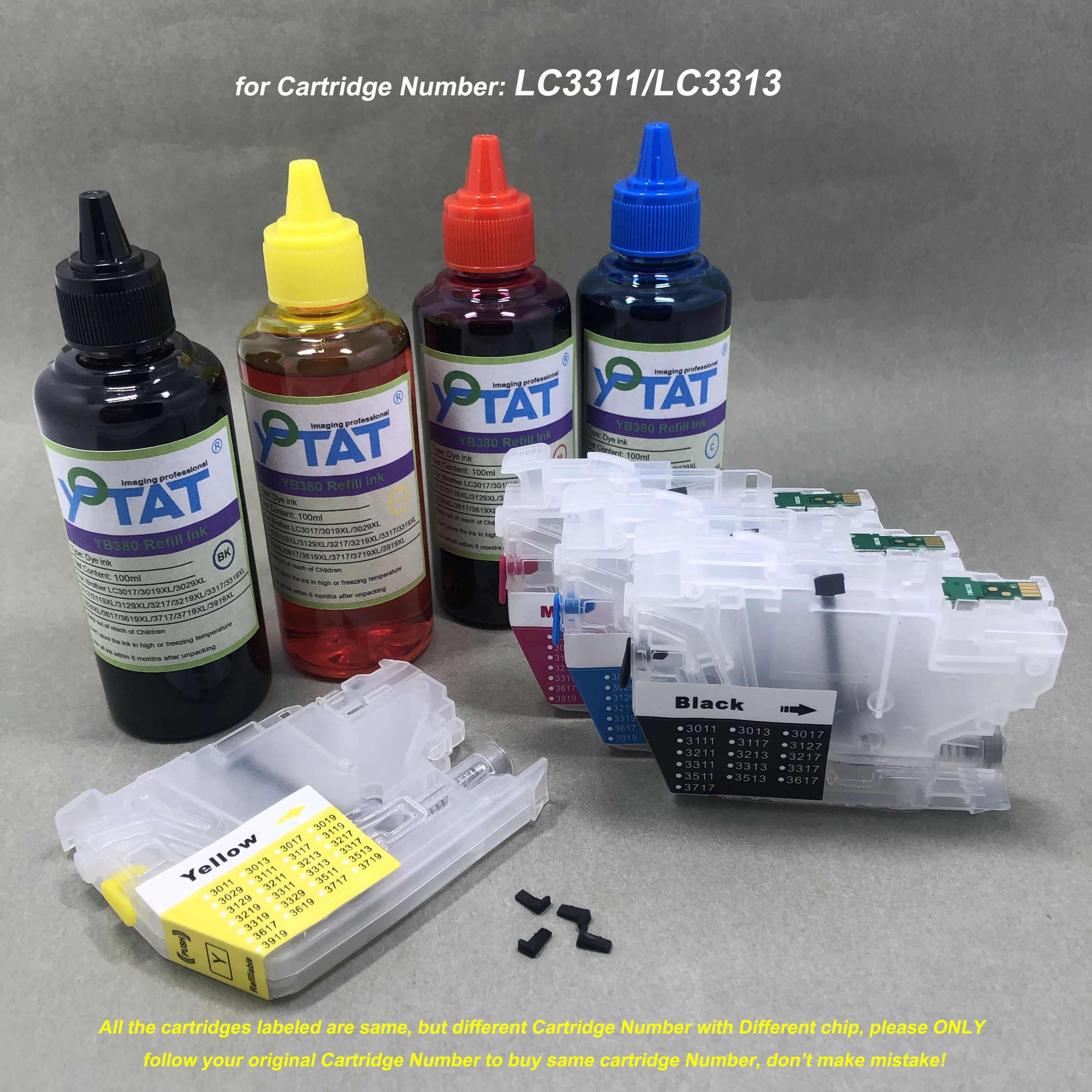 

LC3311 LC3313 Empty Refillable Ink Cartridge Refill Dye Ink for Brother DCP-J772DW MFC-J491DW MFC-J890DW