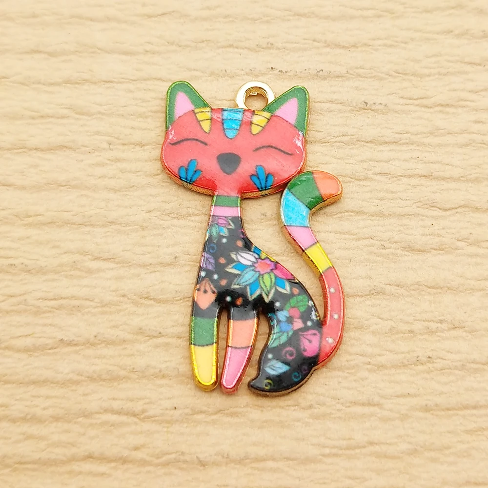 10pcs Cat Charm for DIY Jewellery Making Accessories