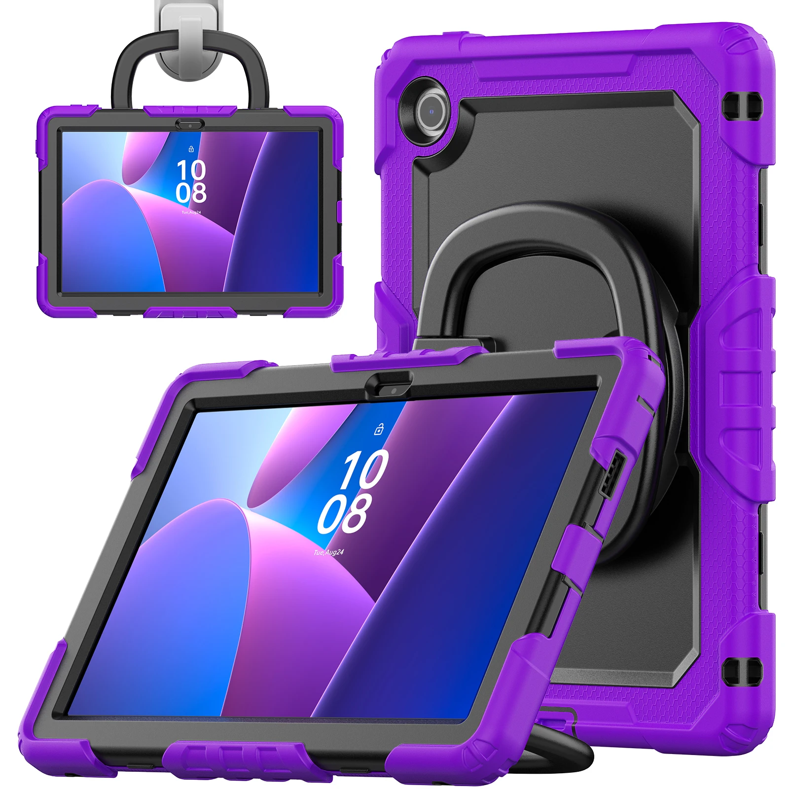

Бронированный чехол-подставка для Lenovo Tab 10,1 2025 TB-311XU K10C TB-311FU, сверхмощный чехол, вращающаяся складная ручка, 3-слойная защита