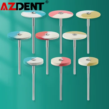 Azdent 치과 고무 다이아몬드 광택기 휠 디스크, 도자기 지르코니아 복원 광택제, HP2.35mm 실험실 도구, 치과