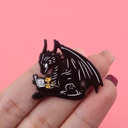 Black Dragon Enamel Pins Cartoon Animal Brooches Badge Lapel Pin For Backpack Clothes Accessories Fashion Jewelry Kids Gifts