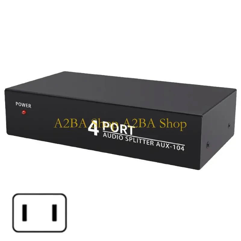 A2BA Durability Metal Audios Distributor Box 1in 4Out 3.5mm Auxs+AV L/R Audios Switcher