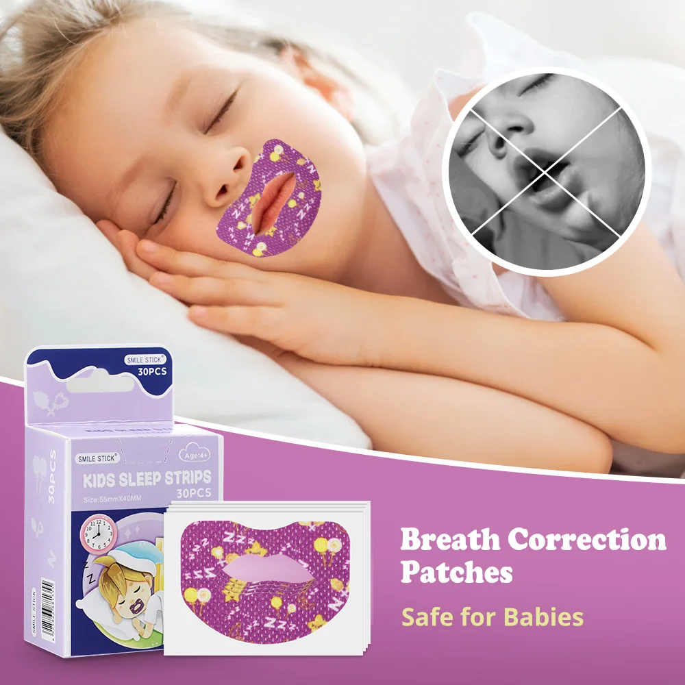 Autocollants correcteurs buccaux pour enfants, 30 pièces, Anti-ronflement, pour la respiration, pour améliorer le sommeil nocturne