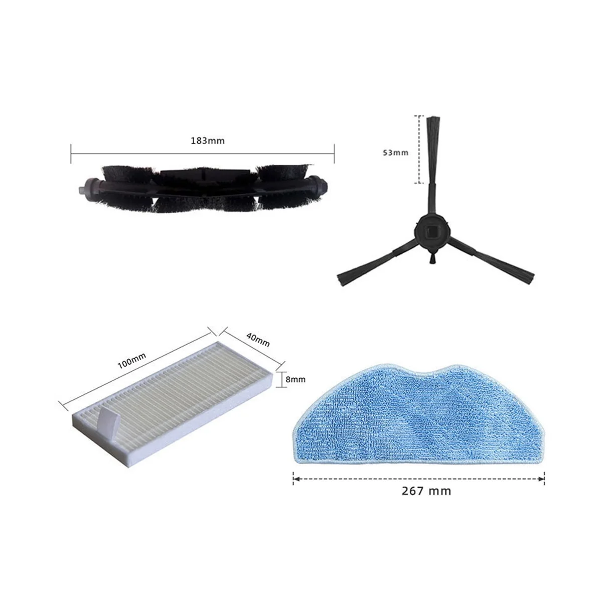 Сменные детали для робота-пылесоса 360 S8 / S8 Plus, основная боковая щетка, фильтр НЕРА, тряпочка для швабры