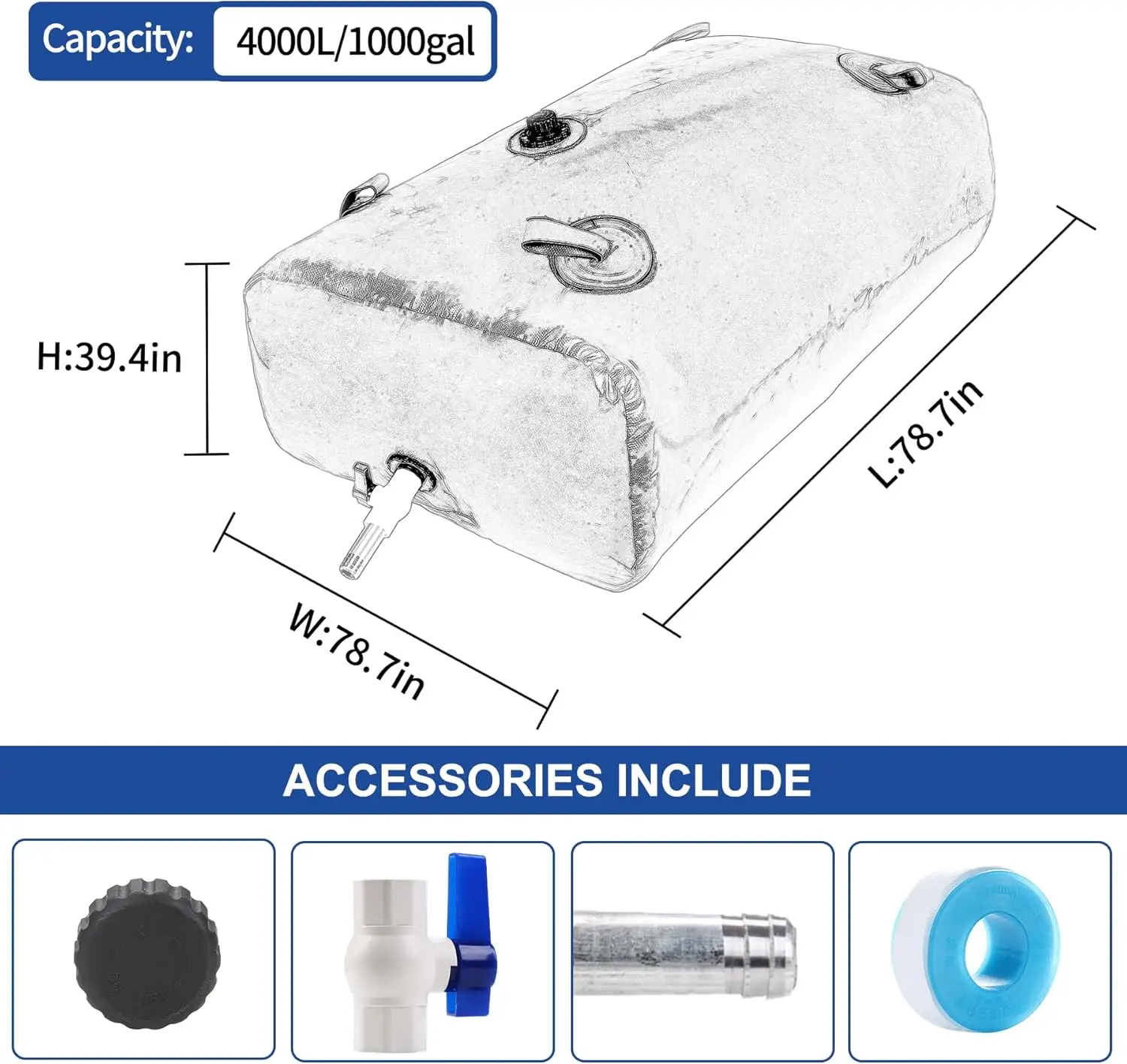 Water Storage Bladder Containers, Foldable Water Bladder Tank, Camping Garden Drought Resistance Agricultura