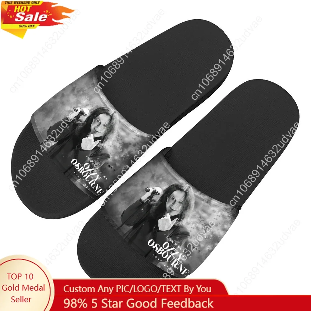 

Ozzy Osbourne 1948-2025 Slippers Man Woman Boy Girl Tailor Made Slides Sandals Photo Text Customized Back To The Beginning Black