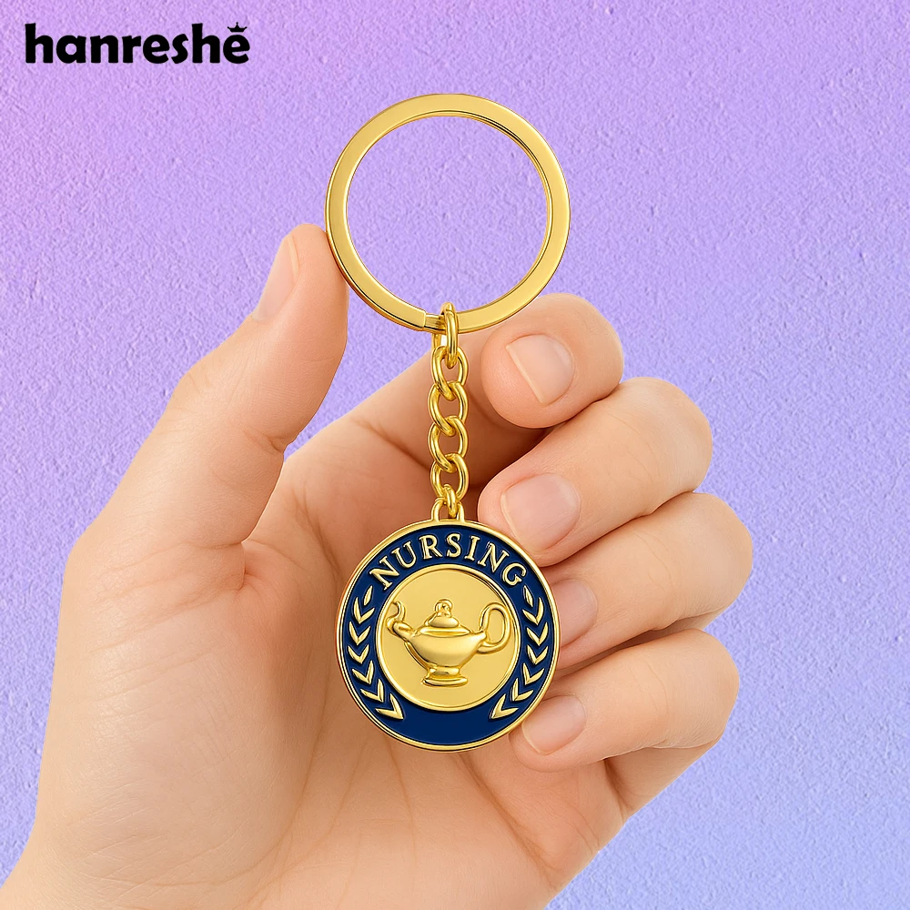 DCARZZ Lamp of Knowledge Keychain Charm Pendant Key Ring Medicine Medical Nursing Jewelry for Doctor Nurse Graduate