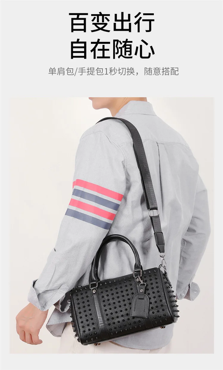 Rivet Pillow Umhängetasche Herren Premium Leder Herren Umhängetaschen Tote Mode Schultertasche Damen Herren Handtaschen Unisex Geldbörse – Detail 2