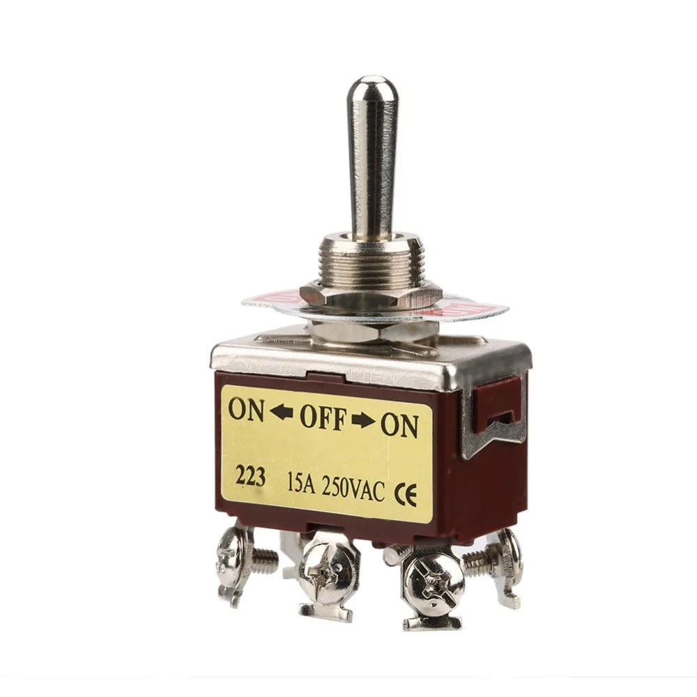 ON-Off-ON 3 Position Momentary Toggle Switch 6 Pin 15A 250VAC Rocker Switch Heavy Duty Brown Spring Loaded Toggle Car