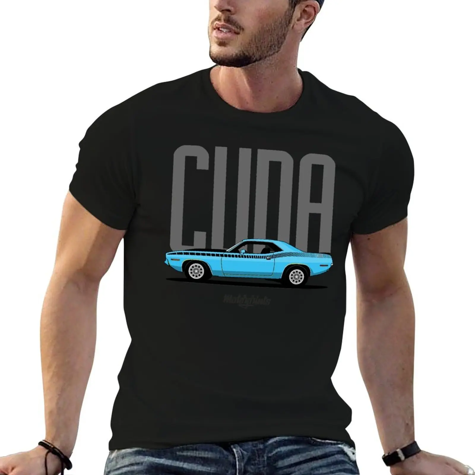 

Cuda for cotton shirt Muscle package man t pack man t black Car (blue) t-shirt cotton T-Shirt designer plain shirt
