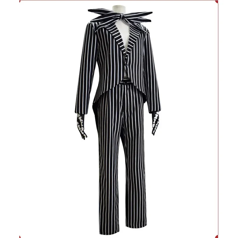 Men Women Movie The Nightmar Before Christmas Jk Skellington Cosplay Costumes Outfits Dress Coat Carnival Party Xmas Clothes