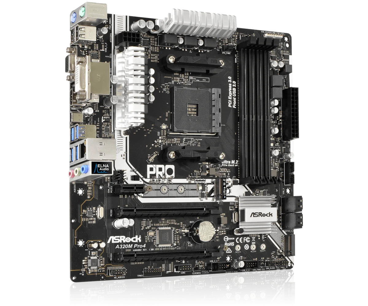 Imagem -03 - Asrock-motherboard A320 A320m Pro x Ddr4 64gb Am4 Amd Ryzen 5500 Cpu Pci-e 3.0 x M.2 Usb M-atx