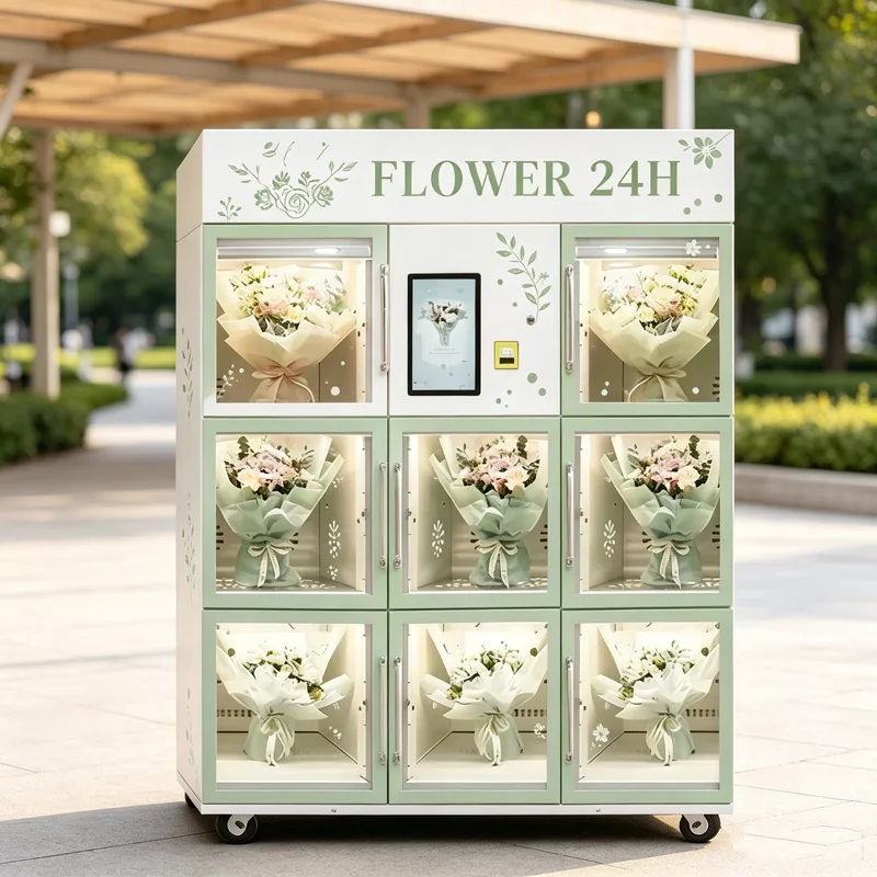 Flower Vending Machine Refrigerated Touch Screen Cashless Payment Mall Airport Store Customized