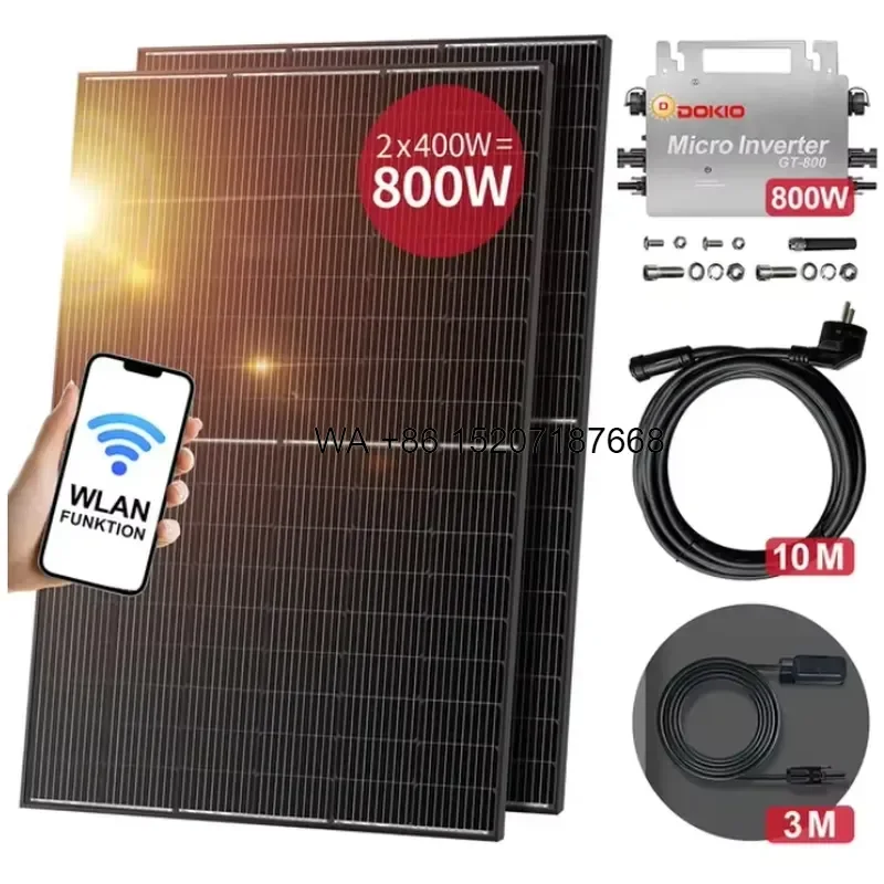Wmwmnu 600W 800W Plug and Play Balcony Solar System with MPPT Controller Grid Tied AC Complete Set for DSP-800MWN Model