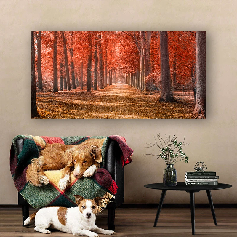 Autumn Forest Posters Red Tree Canvas Prints Landscape Decorative Painting Wall Picture For Living Room Home Decoration No Frame