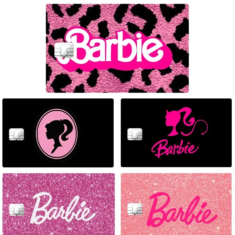 Barbie Card Sticker Decorate Student Creativity Leopard Print Subway Kawaii Bus Girl Credit Card Matte Chip Patch Birthday Gift