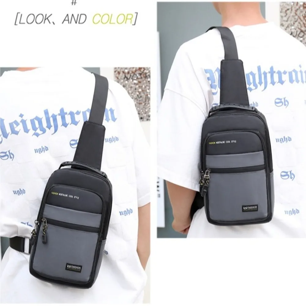 Cool Oxford Cloth Men's Chest Bag Multifunctional Large Capacity Crossbody Bag Sling Bag Korean Style Sports Shoulder Bag Male
