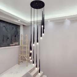Modern Led Ceiling Chandelier Black Simple Staircase Lighting Fixtures Home House Living Room Decor Pendant Lamps Hanging Lustre