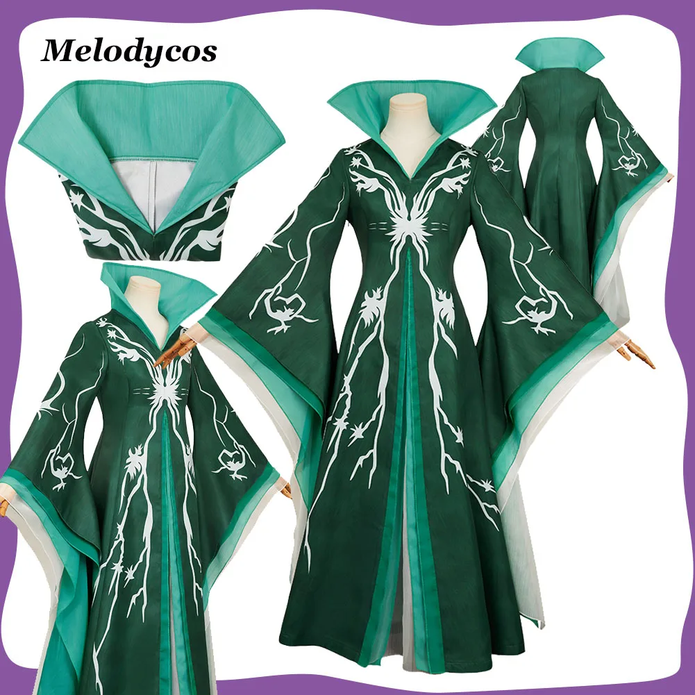 

Madame Morrible Cosplay Costume Wicked 2025 Fantasia Women Retro Witch Blue Dress for Halloween Carnival Party Disguise Suit