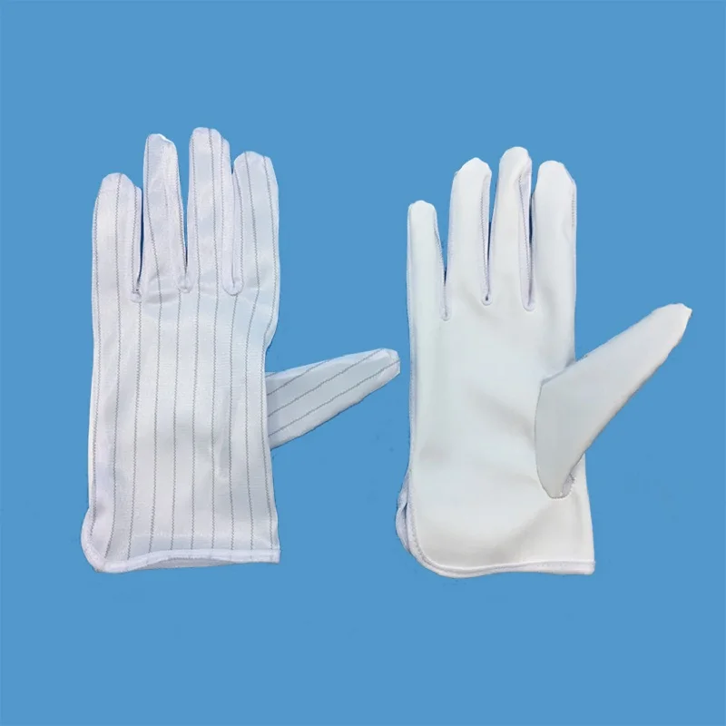 Gants de travail Anti-poussière, bande de cuir conducteur blanc, antidérapant, antistatique, réparation, travail de soudage