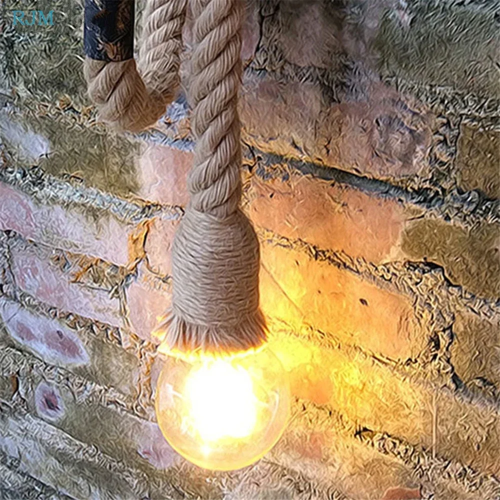 Creative Water Pipe Loft Style Wall Lights Retro Industrial Hemp Rope Edison Wall Lamps for Gallery Stairs Restaurant Bar Light