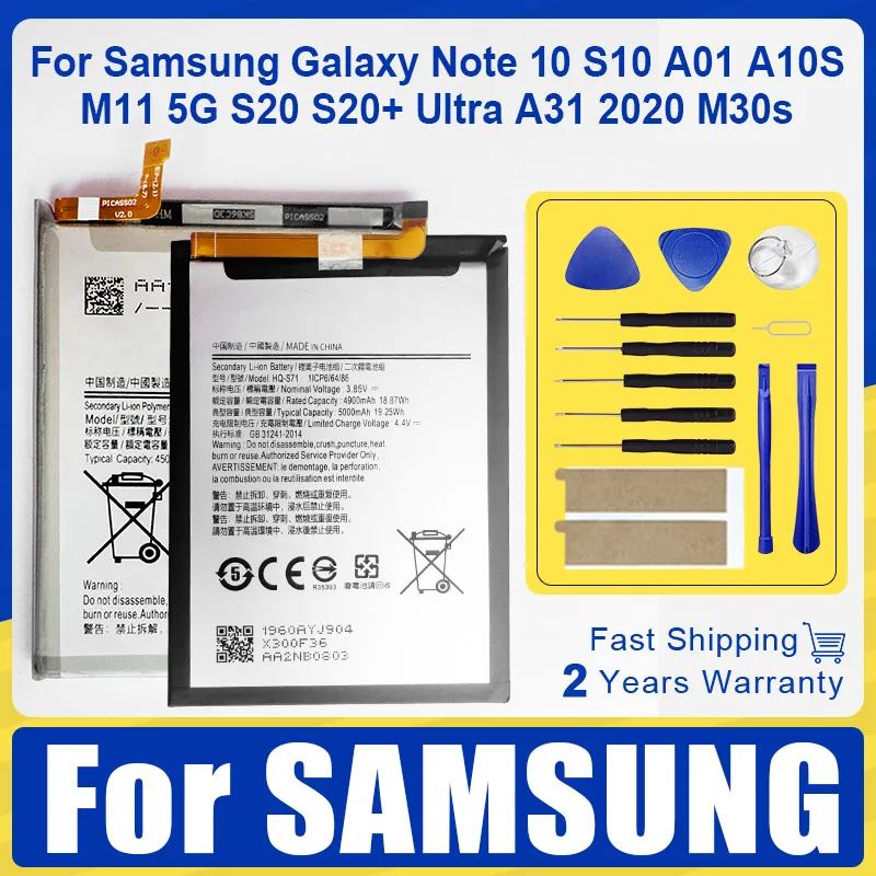 XDOU Battery For Samsung Galaxy Note 10 NoteX S10 A01 A10S M11 5G S20 S20+ Ultra A31 J1 J6 Edition M30s SM-M3070 SM-A2070 + Tool