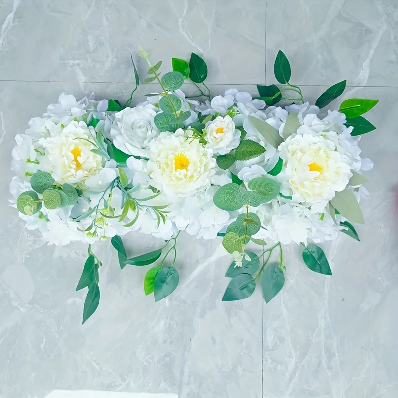 Artificial White Rose Hydrangea Decorative Flowers Wall Row For Wedding DIY Decoration Arrangement Supplies