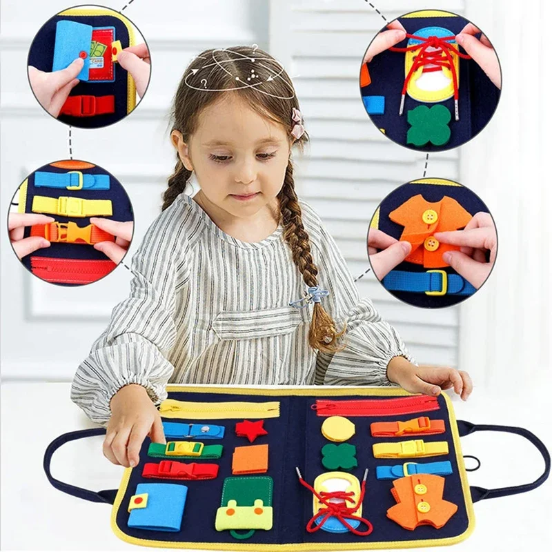 Kids Busy Board Buckle 1-5 Years Old Zip Button Lace Up Tool Toy Montessori Early Education Dress Aids Preschool Toys For Kids