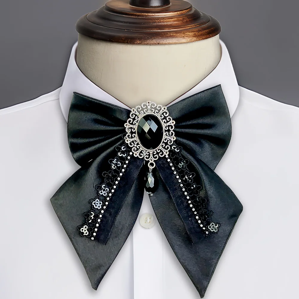 

Men's Bow Tie for Banquet Suit Accessories Korean Style School Uniforms Shirt Crystal Lace Ribbon Butterfly Knot Collar Flower
