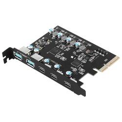 PCIE To USB 3.2 20Gbps Gen2 5 Ports Type C Expansion Card Dual USB A + Three TypeC Adapter Converter Chip DropShipping