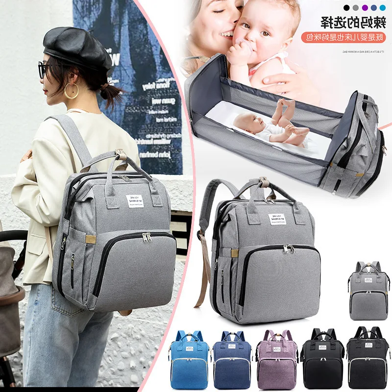 

New Foldable Sleeping Mommy Bag Multifunctional Baby Bag Mom Bag Bottle Backpack Diaper Backpack