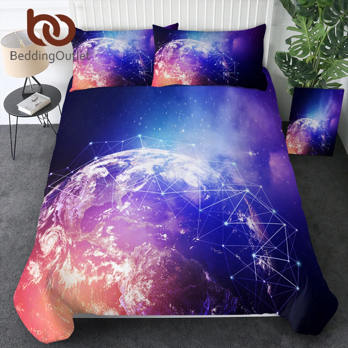 BeddingOutlet 3D Science And Technology Earth Duvet Cover Outer Colorful Space Planet Galaxy Bedding Set Bed Decor Bedspread