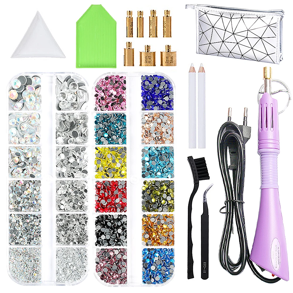 

7200psc Hot Fix Rhinestones Set /Hot Fix Rhinestones Hotfix Applicator Set/ Crystal Glass Rhinestone Diy Set Iron-On Wand Strass