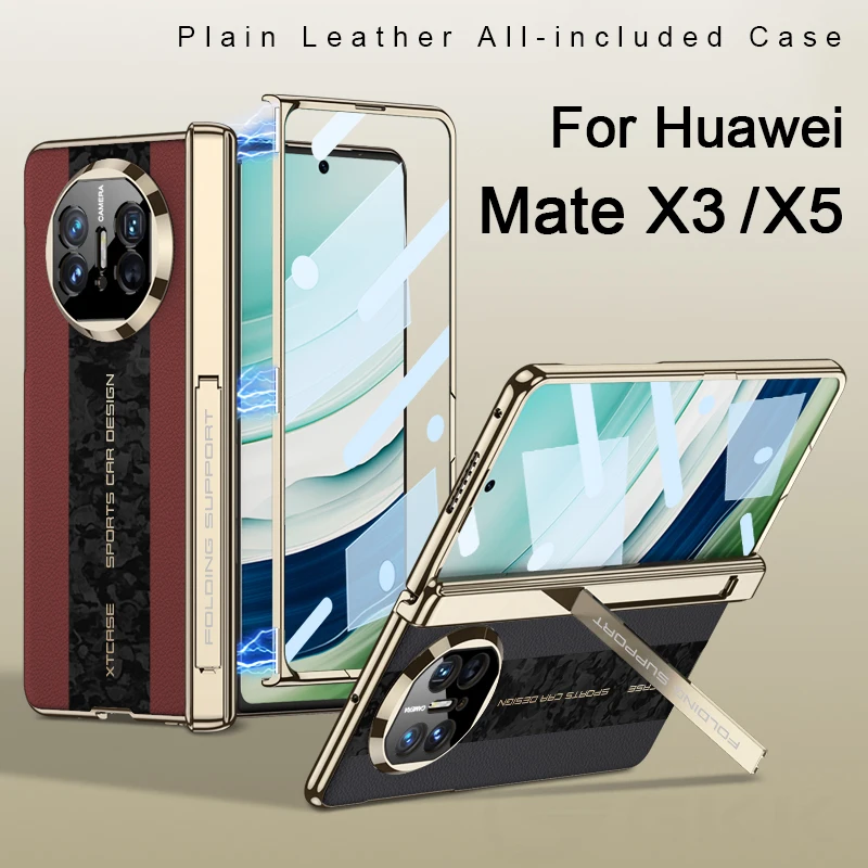 

Original Case for Huawei Mate X6 X5 X3 Case Magnetic Hinge Leather Plating Outer Screen Glass Cover for Huawei Mate X6 Case