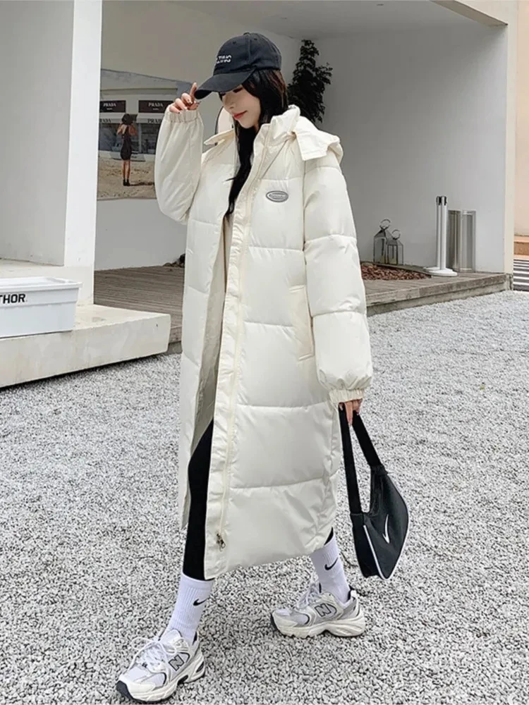 2023 Winter Long Parkas Down Cotton Jacket Women Zipper Hooded Parkas  New Female Loose Padded Coat Thicken Warm Puffer Jacket