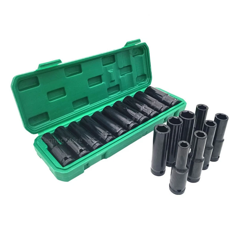 10pcs Impact Socket Set,1/2” Drive Hex Spanner Deep Sockets 8-24mm，Pneumatic Wrench Head Tire Removal Tools Maintenance Tool