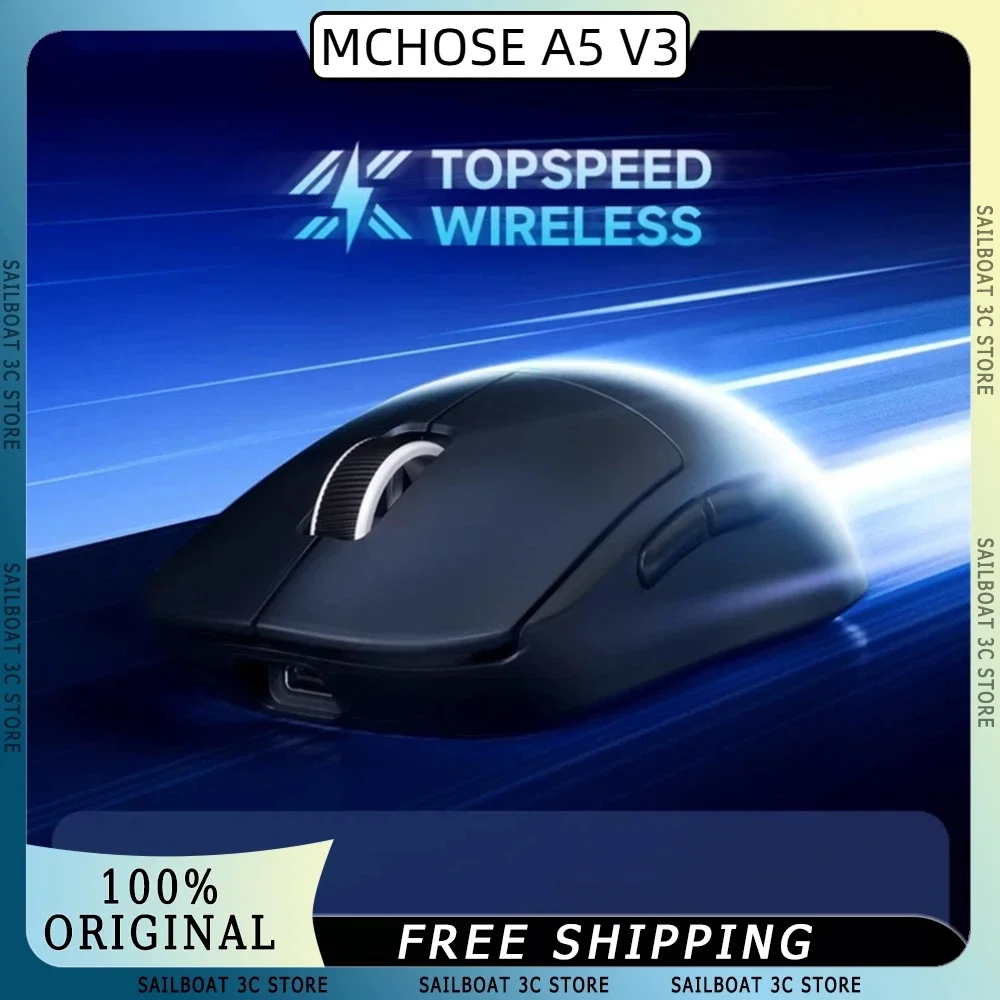 MCHOSE A5 V3 Bluetooth Wireless Mouse Paw 3395 Dual 8K Polling Rate Ergonomic Gaming Mouse for Windows MacOS with 500mAh Battery