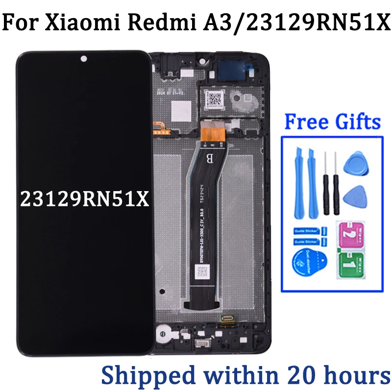 100% Test A3 Display Screen For Xiaomi Redmi A3 23129RN51X LCD Display Touch Screen Digitizer Assembly Replacement