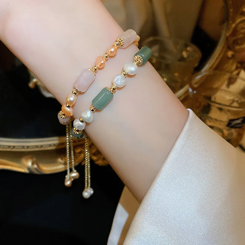 100% natürliche Süßwasser Perle & Jade Stein 14K Gold Gefüllt Weiblichen Charme Armband Schmuck Für Frauen Neue Jahr Geschenke nie Verblassen – Detail 5