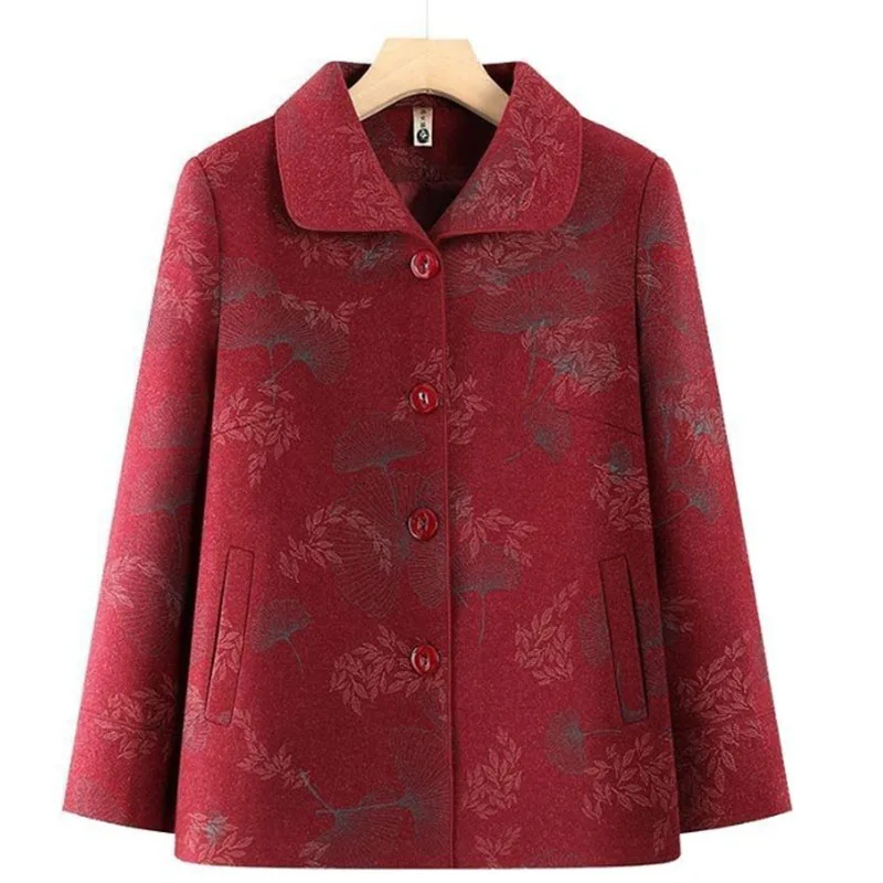 

Korean Femme Large Size 5XL Patchwork Outwear Autumn Winter Ladies Fashion Top Jacket Middle Aged Mother Long Sleeves Loose Coat