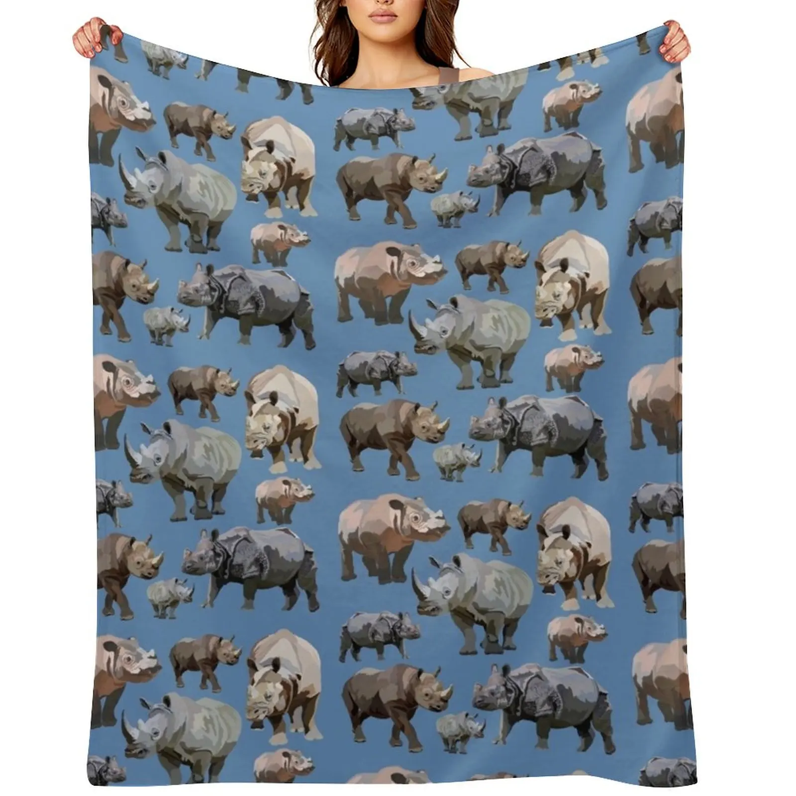 

Rhino Species Throw Blanket Shaggy Weighted Giant Sofa Warm Blankets
