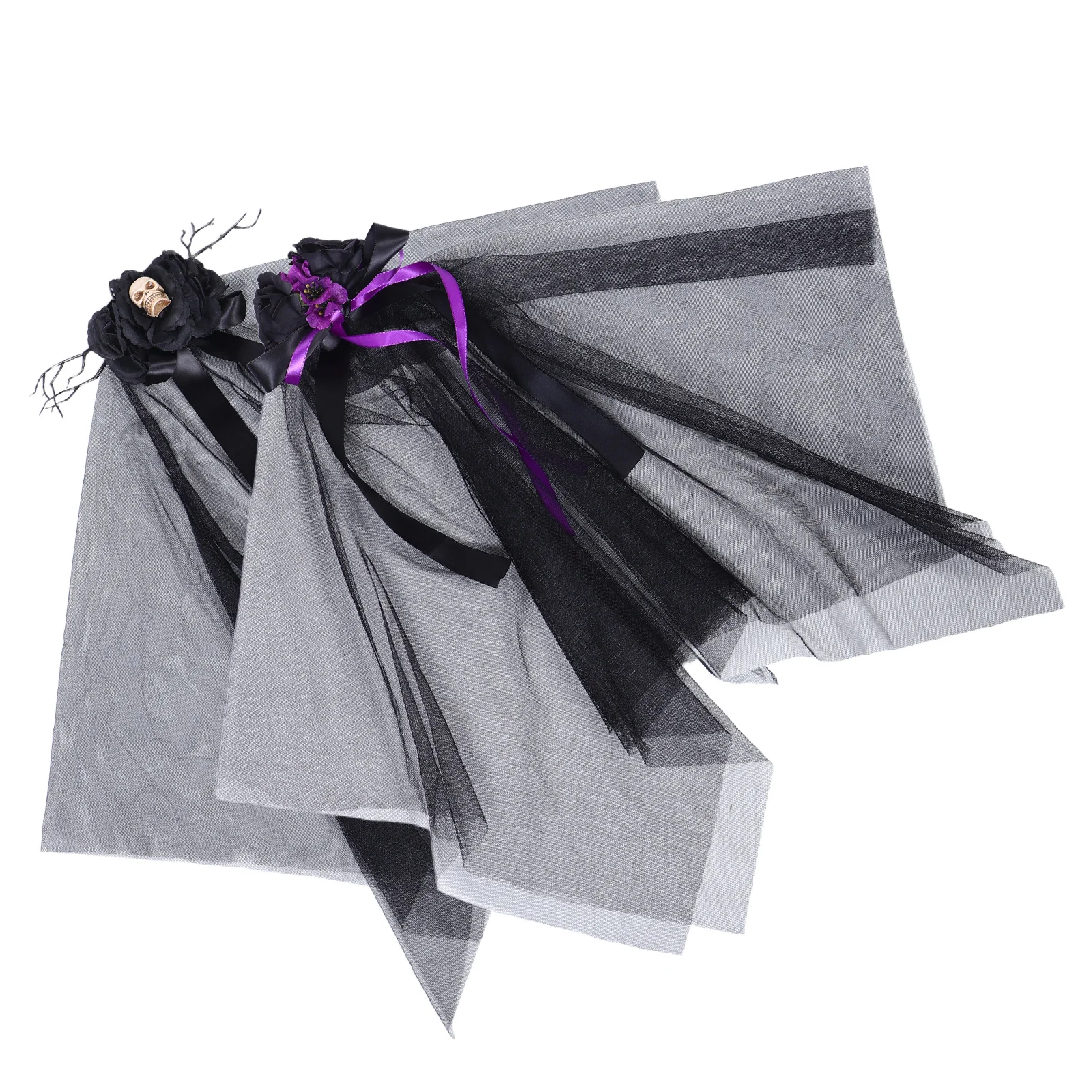 

Gothic Headdress Veils Day of The Dead Hair Accessories Cosplay Black Mesh Floral Crown Headband Miss