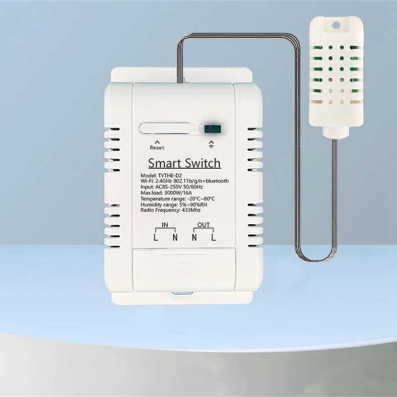 Interruptor Tuya-WiFi com Monitoramento do Consumo de Energia, Temperatura e Umidade Termostato, Controle Sem Fio, Alexa, TH-16