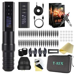 T-Rex Ambition Professional Wireless Tattoo Machine Kit Pen  With Portable Power Coreless Motor Digital LED Display For Body Art