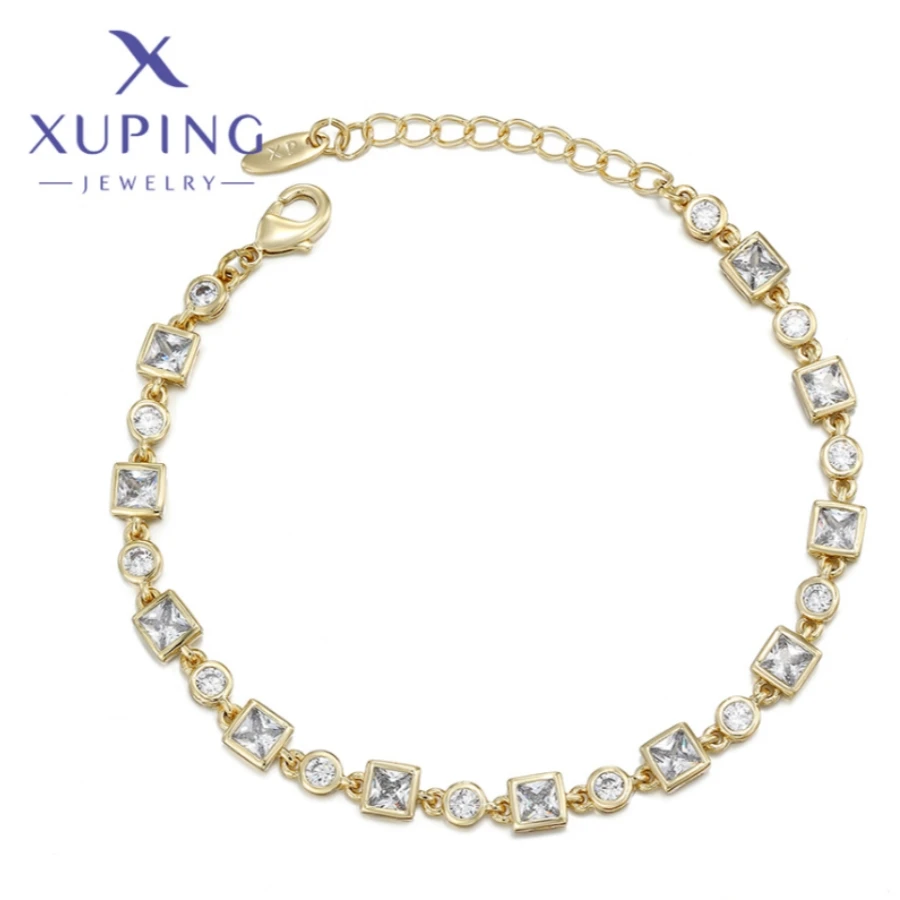 Xuping Jewelry New Trendy Exquisite Elegant Geometry Shape Women's Bracelets Light Gold Color Birthday Christmas Gift X000925645